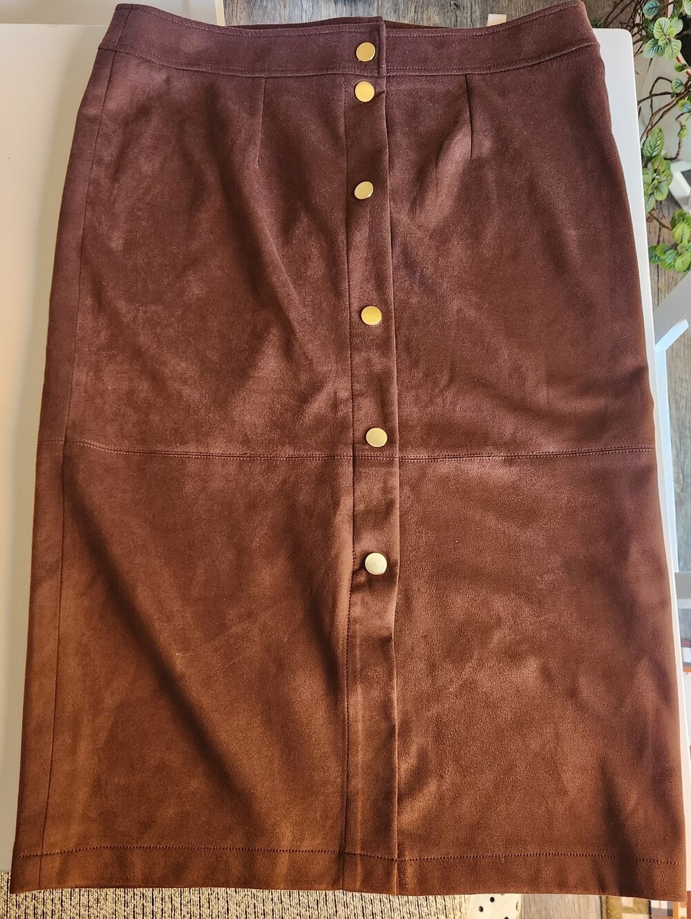 Addition Elle Brown Button-Front Pencil Skirt